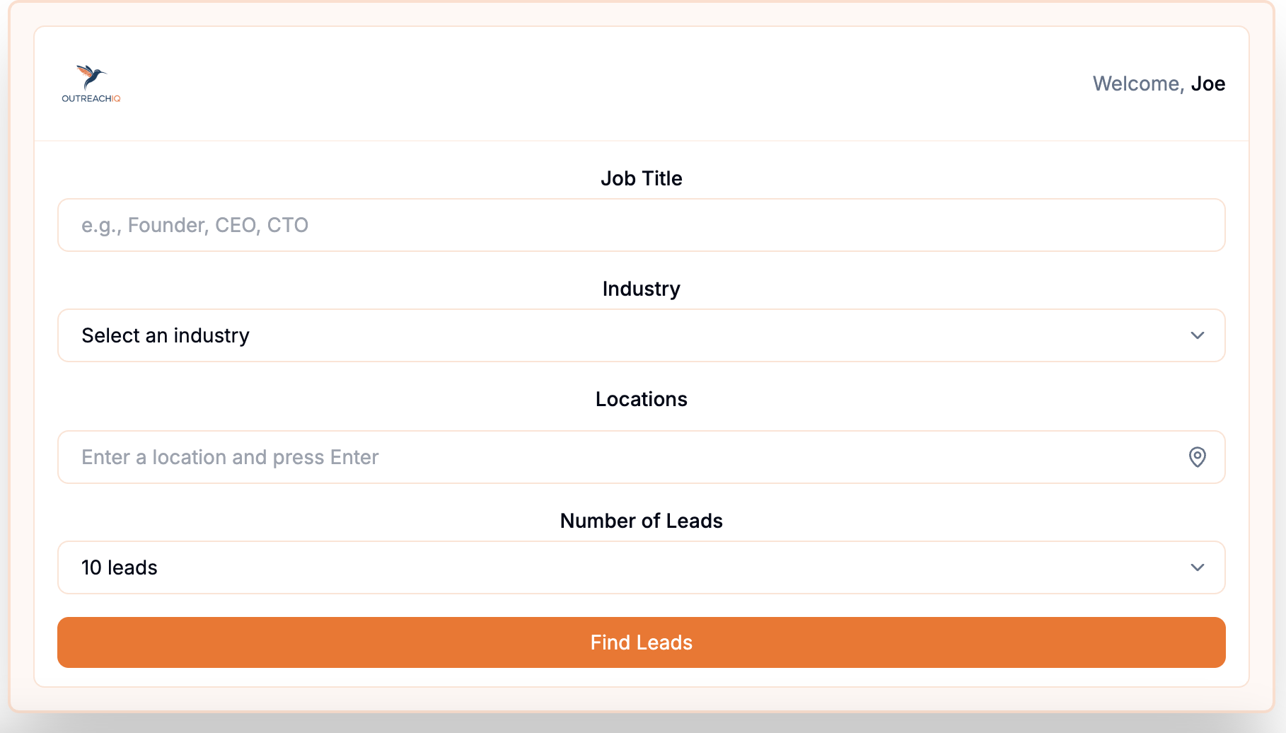 OutreachIQ Search Dashboard